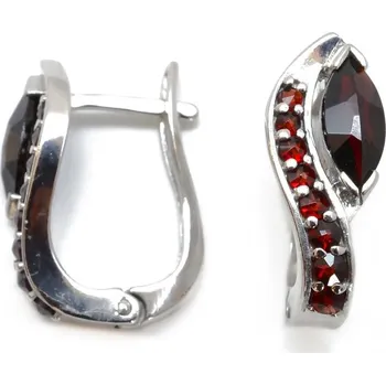 Náušnice Stříbrné náušnice s českým granátem Painter - Rhodiování