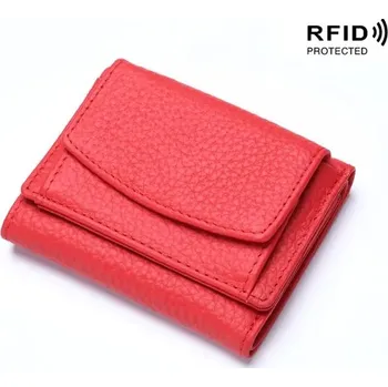 Peněženka Dámská kožená peněženka s RFID ochranou | kapesní pouzdro na peníze a karty - Červené