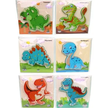puzzle pro nejmenší MADE Dřevěné puzzle s dinosaury, 15 x 15 cm