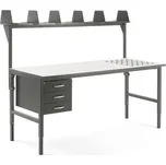 Pracovní stůl CARGO, s kuličkami, 2000x750 mm, 3 zásuvky + vrchní police