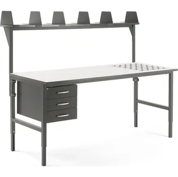 Dílenský stůl Pracovní stůl CARGO, s kuličkami, 2000x750 mm, 3 zásuvky + vrchní police