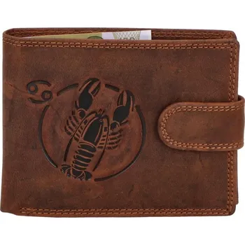 Peněženka Pánská kožená peněženka Zvěrokruh Rak, hnědá