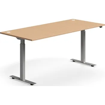 Psací stůl Výškově nastavitelný stůl FLEXUS, 1800x800 mm, stříbrná podnož, buk