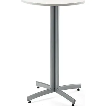 Jídelní stůl Barový stůl SANNA, Ø700x1050 mm, stříbrná/bílá