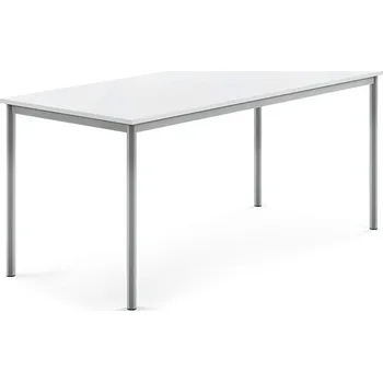 Jídelní stůl Stůl BORÅS, 1800x800x760 mm, stříbrné nohy, HPL deska, bílá