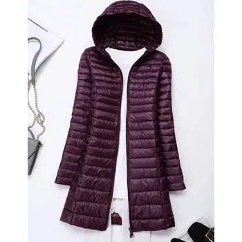 Dámská parka Zimní prošívaná bunda s kapucí Barva: Fialová, Velikost: 3XL