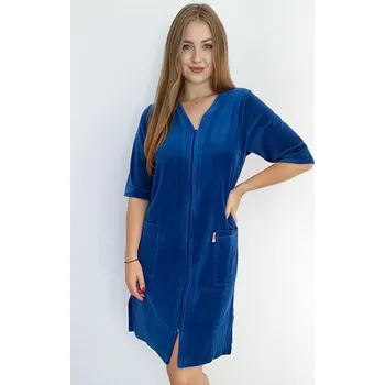 Dámský župan Dámský velurový župan Hortensia modrý XXL