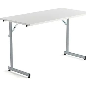 Jednací stůl Skládací stůl CLAIRE, 1200x600 mm, bílá, hliníkově šedá