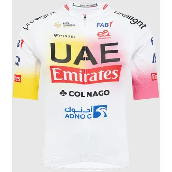 cyklistický dres PISSEI Cyklistický dres s krátkým rukávem - UAE TEAM EMIRATES REPLICA - GIRO + TOUR 24 - bílá/růžová/žlutá 2XL