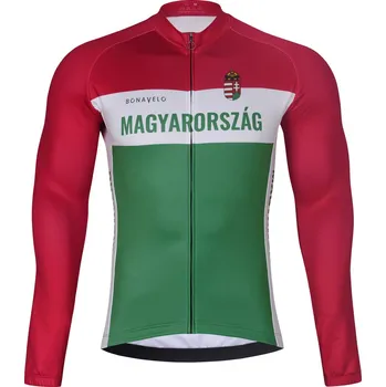 cyklistický dres BONAVELO Cyklistický dres s dlouhým rukávem zimní - HUNGARY WINTER - červená/zelená 2XL
