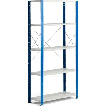 Dílenský regál Kovový regál MIX, 2100x1065x400 mm, modrý, šedé police
