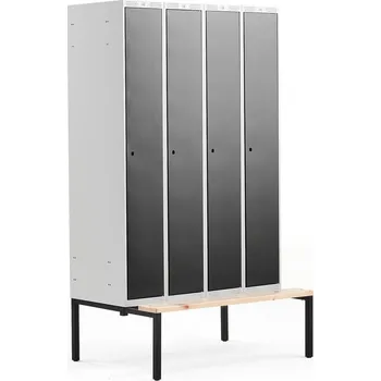 Šatní skříň Šatní skříňka CLASSIC, s lavicí, 4 sekce, 2120x1200x550 mm, černé dveře