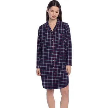 Dámská noční košile GUASCH Dámská noční košila PAULINA, Tmavě modrá, V dárkovém boxu, Bavlna 100%, Dlouhý rukáv - vel. M