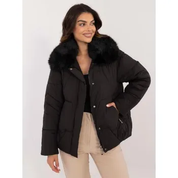 Dámská bunda s kožešinou prošívaná zimní černá