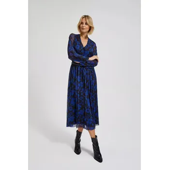 Dámské šaty Modré šaty s květinovým potiskem Moodo černá | modrá | bílá 2582135