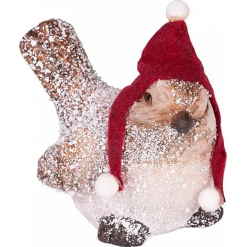 Vánoční dekorace Vánoce Dekorace Xecco 165923, Ptáček s čepičkou, terakota, 9cm