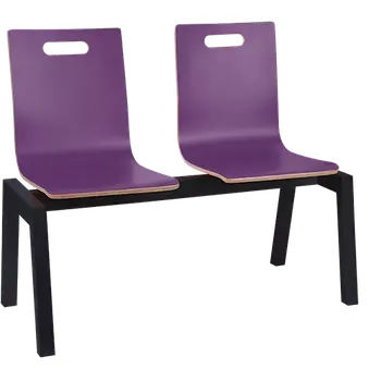 MEGAN PLUS 2, dřevěná lavice do čekárny, 2-sedák, fialová, kostra černá