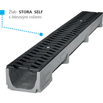Odvodňovací žlab D100 H100 z polymerbetonu s litinovou mřížkou, dl.1,0m, pojezdový B125