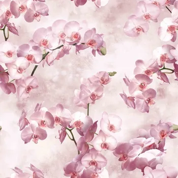 Velurové potahové látky s potiskem, Růžové orchideje