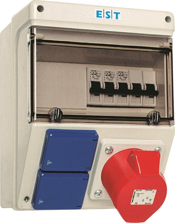 ELSYBOX P692L01020 Zásuvková skříň, 1x CEE 32A, 2x 230V, IP44, bez přístrojů