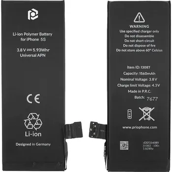 Baterie pro mobilní telefon Prio Baterie pro Apple iPhone 5S, 1560 mAh, montážní popruh součástí