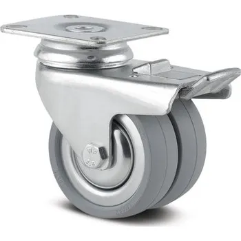 Pojezdové kolečko Agila Twin TENTE Přístrojová kolečka 75mm, s brzdou, plotýnka, 2977DIK075P50