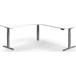 Výškově nastavitelný stůl QBUS, rohový, 2000x2000 mm, stříbrná podnož, bílá