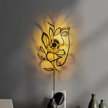 Lampička Opviq Nástěnné světlo Flower Faced, černé, kov, 54 x 34 cm, zástrčka - Délka kabelu 200 cm černý 1 x 15 W LED - Doprava zdarma