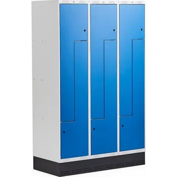 Šatní skříň Šatní skříňka CLASSIC Z, se soklem, 3 sekce, 6 dveří, 1890x1200x550 mm, modré dveře