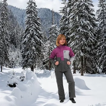 dívčí zimní kombinéza ECHT DÍVČÍ LYŽAŘSKÁ SOUPRAVA VÍNOVÁ HA09-VELIKOSTI 122-158 Vínová 146/152