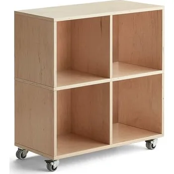 Dílenský regál Regál RICO, 865x800x375 mm, 4 přihrádky, kolečka, bříza