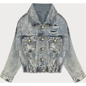 Světle modrá volná dámská bunda s protrženími (W024) odstíny modré S (36)