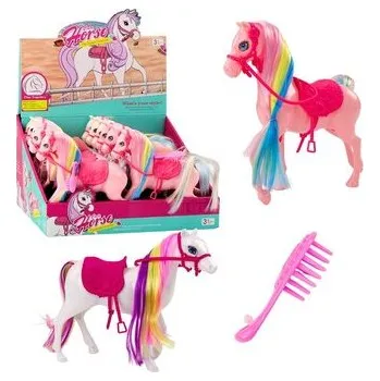 plyšák Koń z tęczową grzywą i grzebieniem MIX