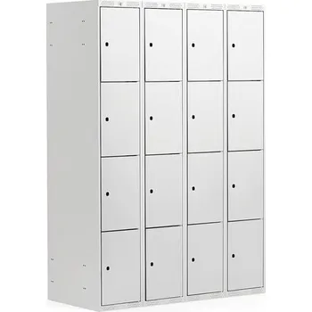 Šatní skříň Boxová šatní skříň CLASSIC, 4 sekce, 16 boxů, 1740x1200x550 mm, šedá, šedé dveře