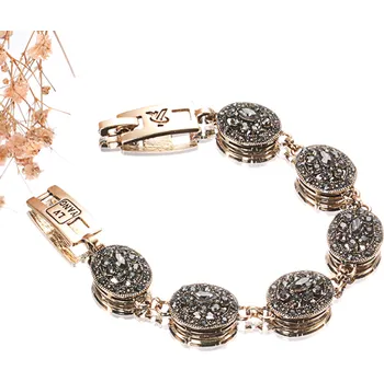 Náramek B-TOP Dámský vintage náramek s šedými krystaly Antique