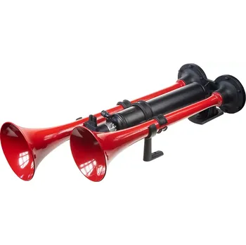 Houkačka 2-tónová fanfára 600mm, červená, 24V bez kompresoru (sn-030)