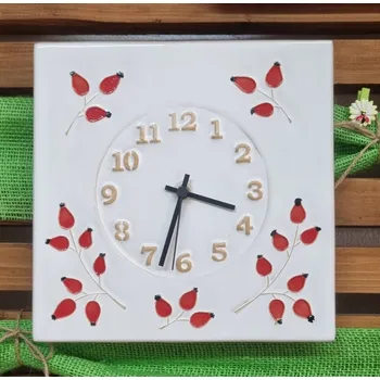Hodiny Keramické hodiny bílé zdobené šípky (čtvercové)