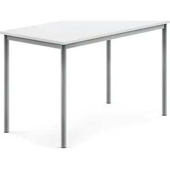 Jídelní stůl Stůl BORÅS, 1200x700x760 mm, stříbrné nohy, HPL deska, bílá