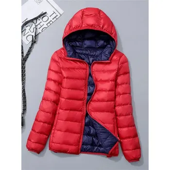 Dámská parka Oboustranná bunda s podšívkou z kachního peří Barva: Červená, Velikost: 3XL