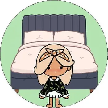 Jedlá dekorace na dort Jedlý papír Toca Boca holčička u postele 19,5 cm