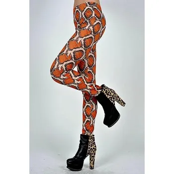 Dámské legíny LM moda Dámské legíny, leggins hadí hůže oranžové 40-84