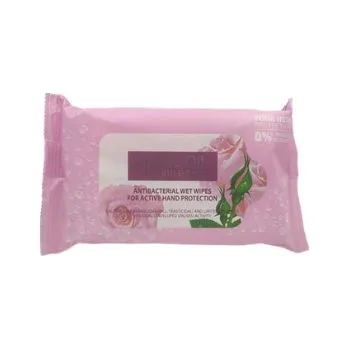 Hygienický ubrousek BioFresh Antibakteriální ubrousky na ruce bez alkoholu, parabenů, s růžovou vodou, 15 ks
