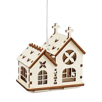 Vánoční dekorace Kúzlo dreva Střední domeček Dvojkostelík