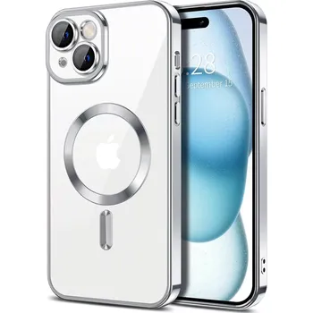 Pouzdro na mobilní telefon Kryt iPhone 15 Pro Max Techsuit Luxury Crystal MagSafe - stříbrný