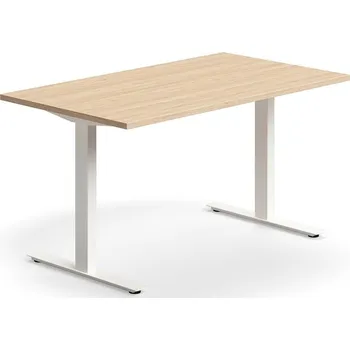 Psací stůl Psací stůl QBUS, T-nohy, 1400x800 mm, bílá podnož, dub