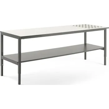 Dílenský stůl Pracovní stůl CARGO, s kuličkami a spodní policí, 2000x750 mm, bílá deska, šedý