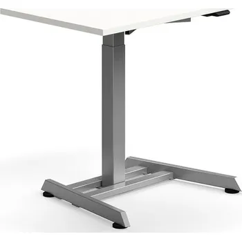 Psací stůl Výškově nastavitelný stůl QBUS, 800x600 mm, stříbrná podnož, bílá
