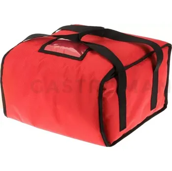 Termobox Taška na pizzu 4 x 40 cm z codury, zapínání na suchý zip, červený s černým lemováním | FURMIS, ECO M