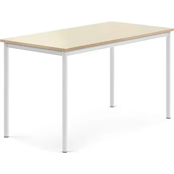 Jídelní stůl Stůl BORÅS, 1400x700x760 mm, bílé nohy, HPL deska, bříza