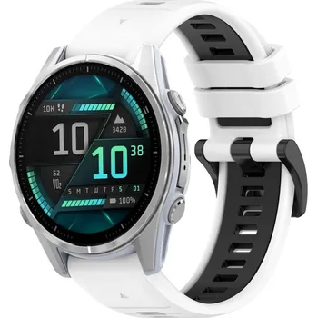 Příslušenství k chytrým hodinkám VSECHNONAMOBIL 87350 SPORTY Vyměnitelný silikonový řemínek Garmin Fenix 8 43mm bílý-černý
